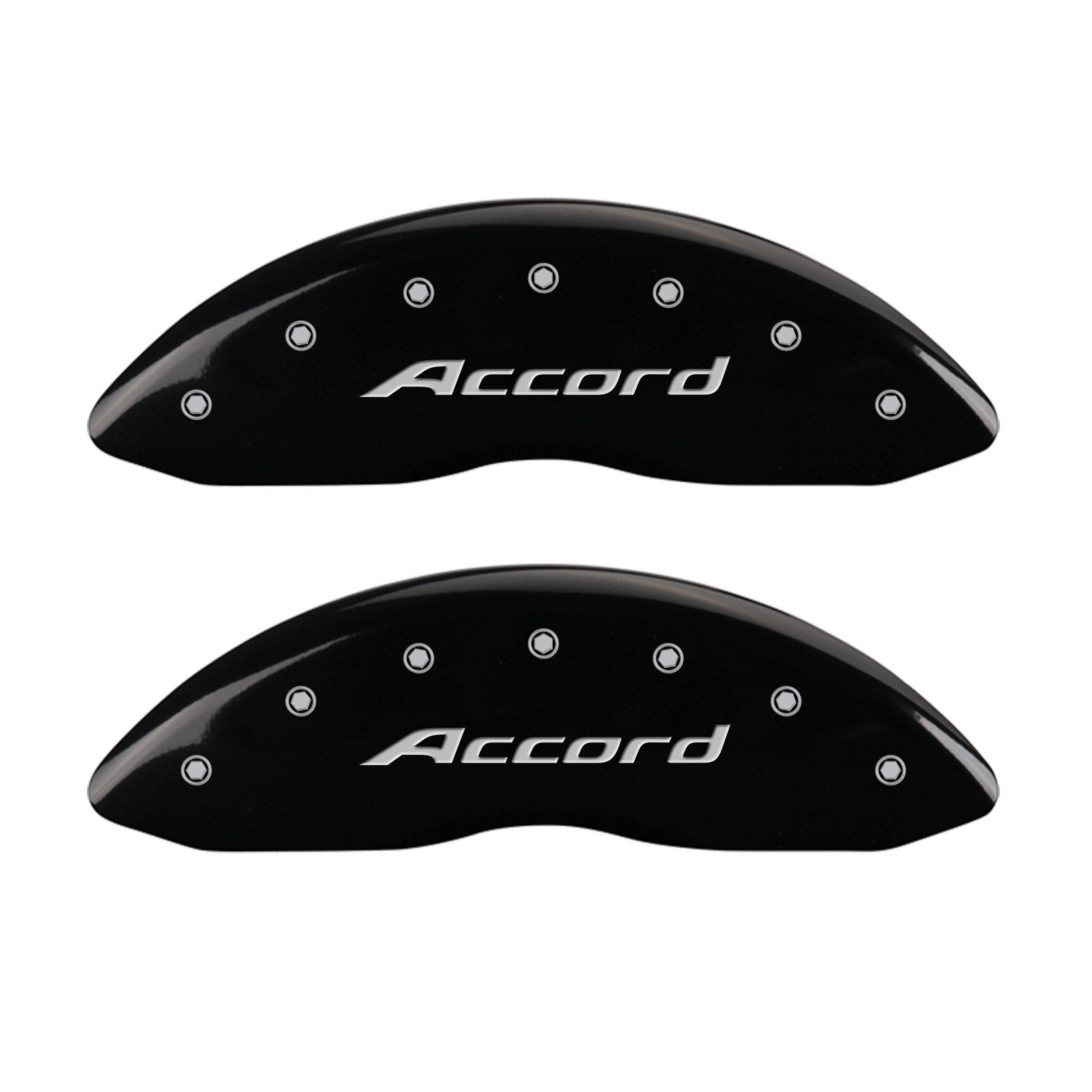 MGP Caliper Covers Front and Rear 20219SACCBK Black Powder Coat Finish, Set of 4 (Accord Silver Characters, Engraved)