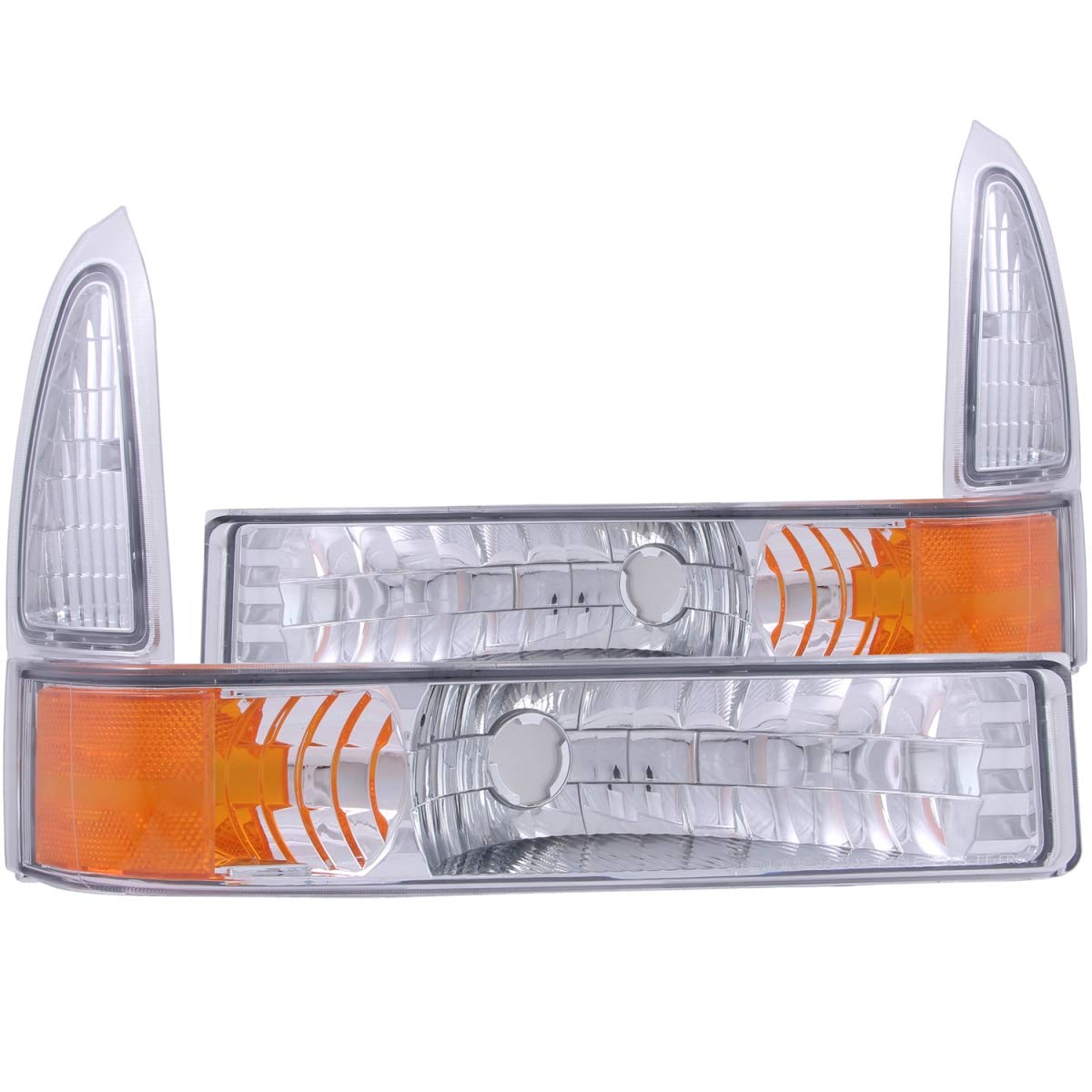 Ford Super Duty Anzo USA 511039 Chrome Euro with Amber Reflector Parking Light Assembly - (Sold in Pairs)