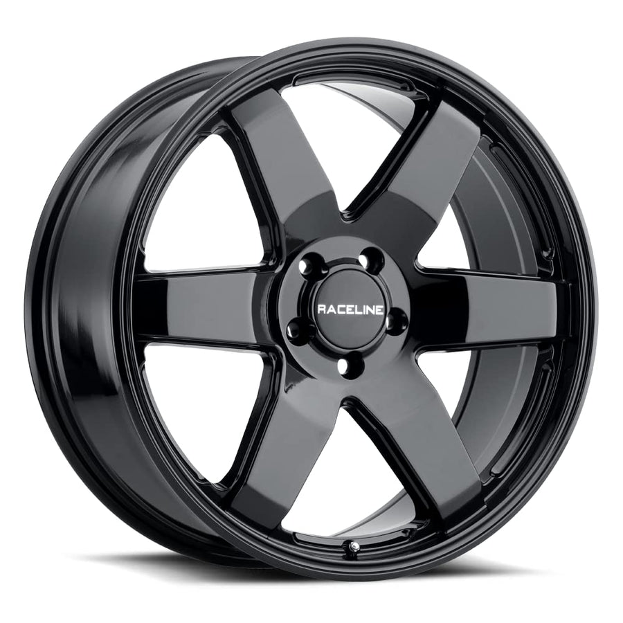 20X9"5X139.7 Raceline Wheels ADDICT Wheel Black +18mm Offset/(5.57"B/S) 6 Spoke Aluminum Passenger Car Wheels, Full Size Replacement Black Car Rims
