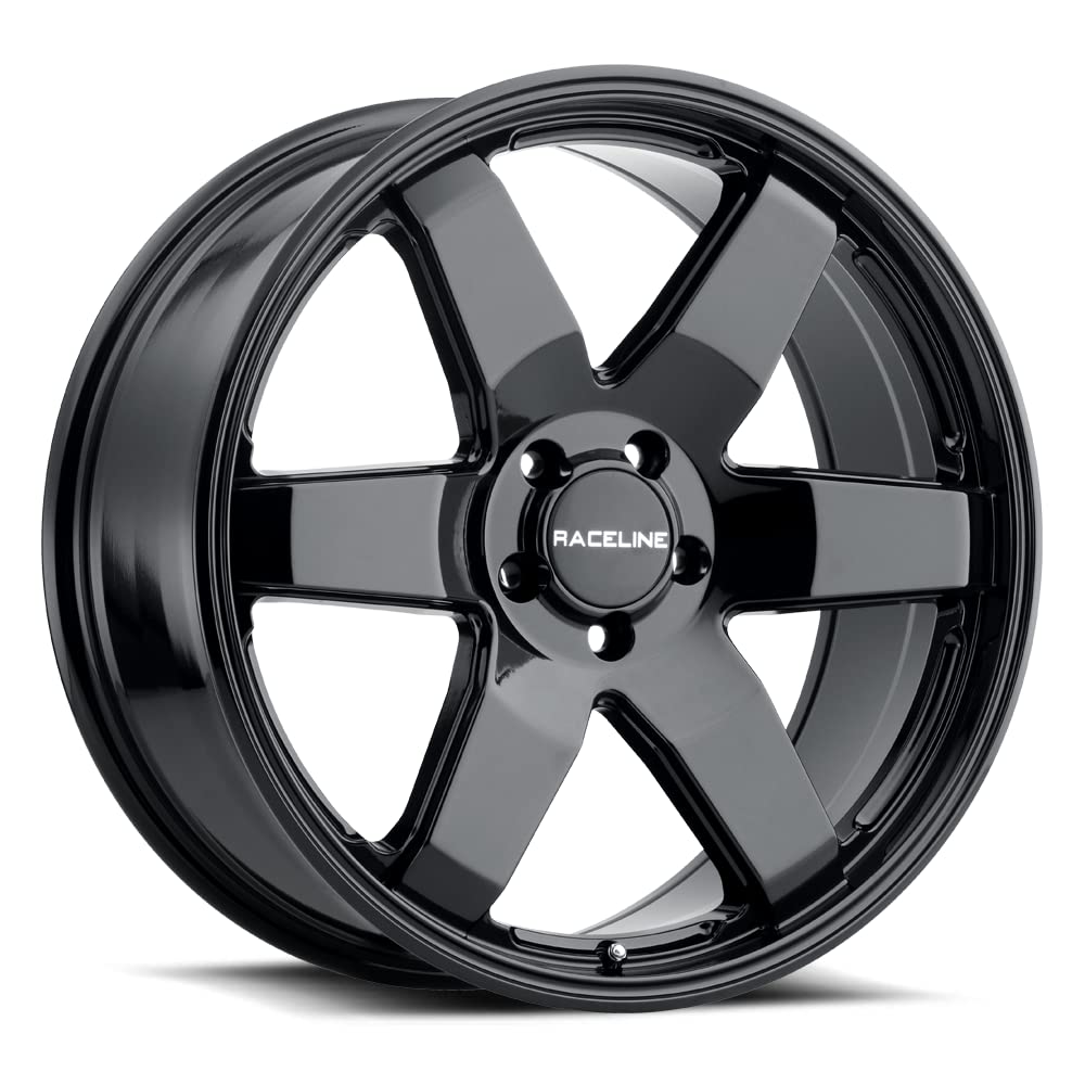 17X9"5X127 Raceline Wheels ADDICT Wheel Black 0mm Offset/(5"B/S) 6 Spoke Aluminum Passenger Car Wheels, Full Size Replacement Black Car Rims