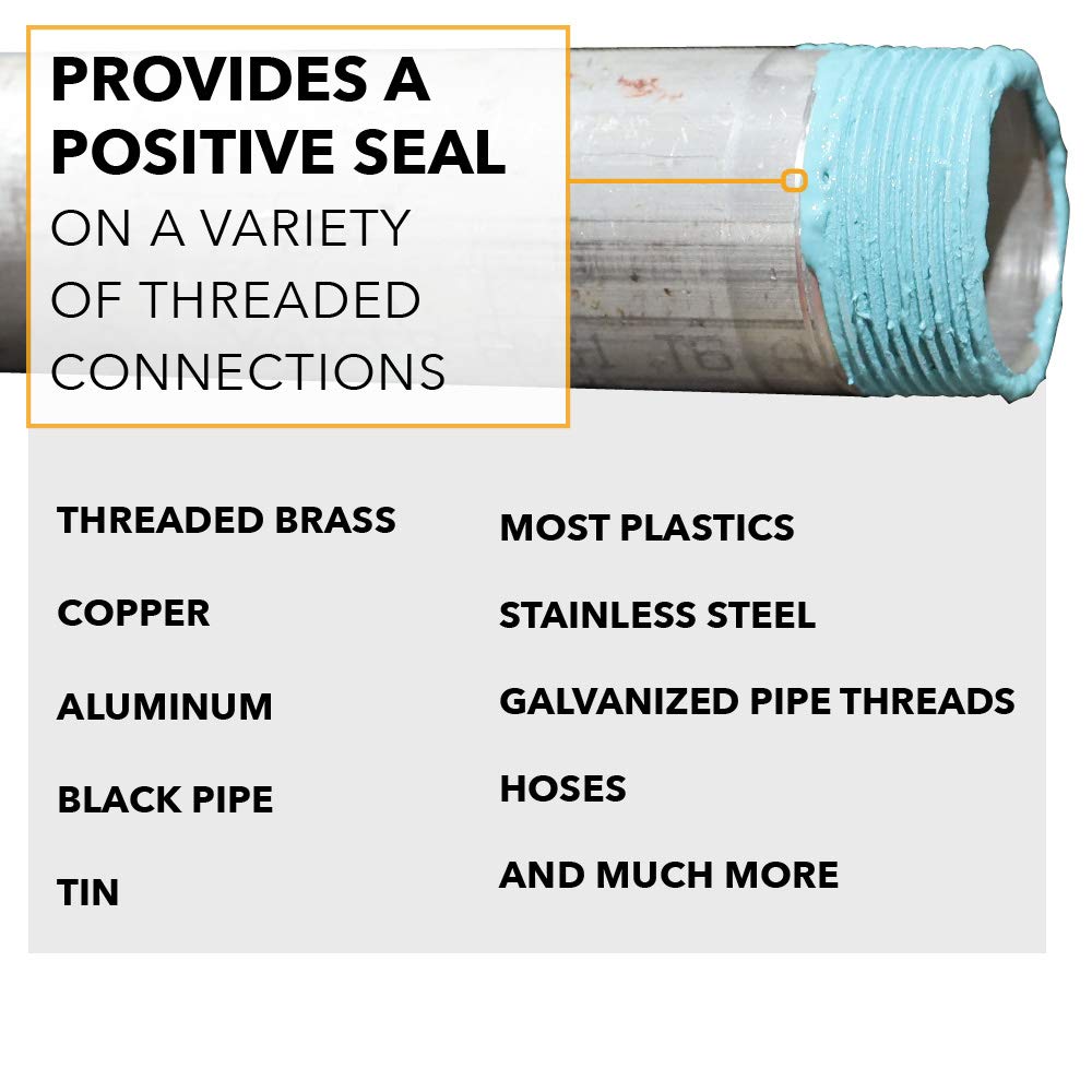 Soft-Set Gasoila Pipe Thread Sealant – Non-Hardening Paste for Metal & Plastic, 1/2 Pint with Brush Cap – Reliable Leak Prevention, Drip-Resistant, Temp Range -100 to 600°F, Made in USA