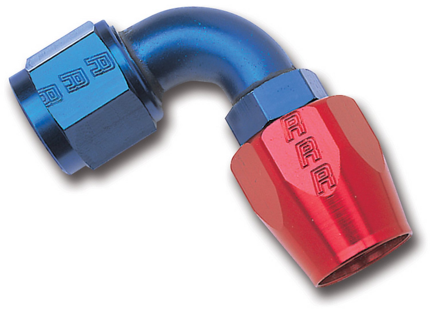610170 RUSSELL/EDEL Red/Blue Anodized Aluminum -8AN 90-Degree Hose End