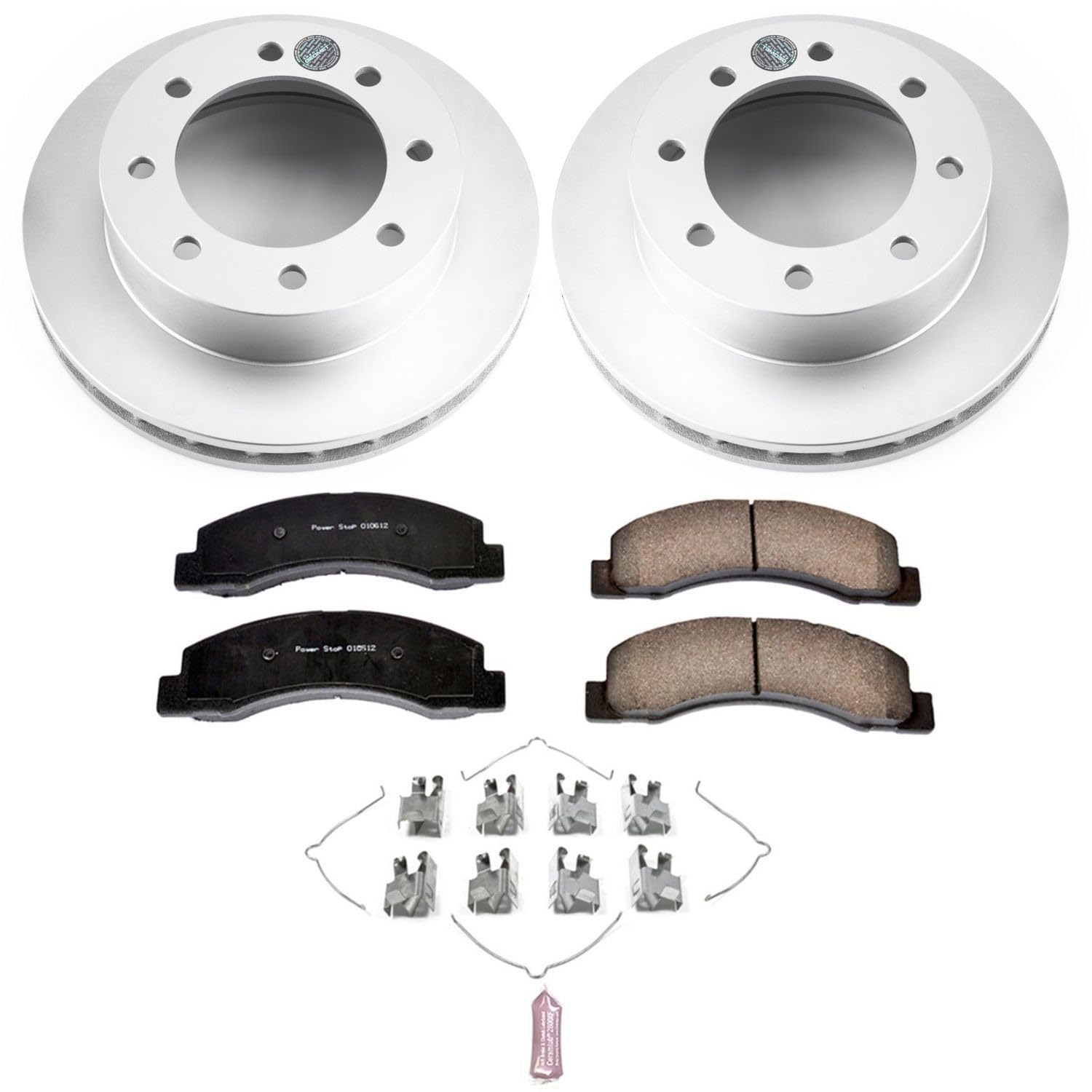 Power Stop Front Coated Brake Rotors and Z17 Ceramic Brake Pads Kit CRK1885 For Ford F-250 Super Duty 1999, Ford F-350 Super Duty 1999 [Model Specific]