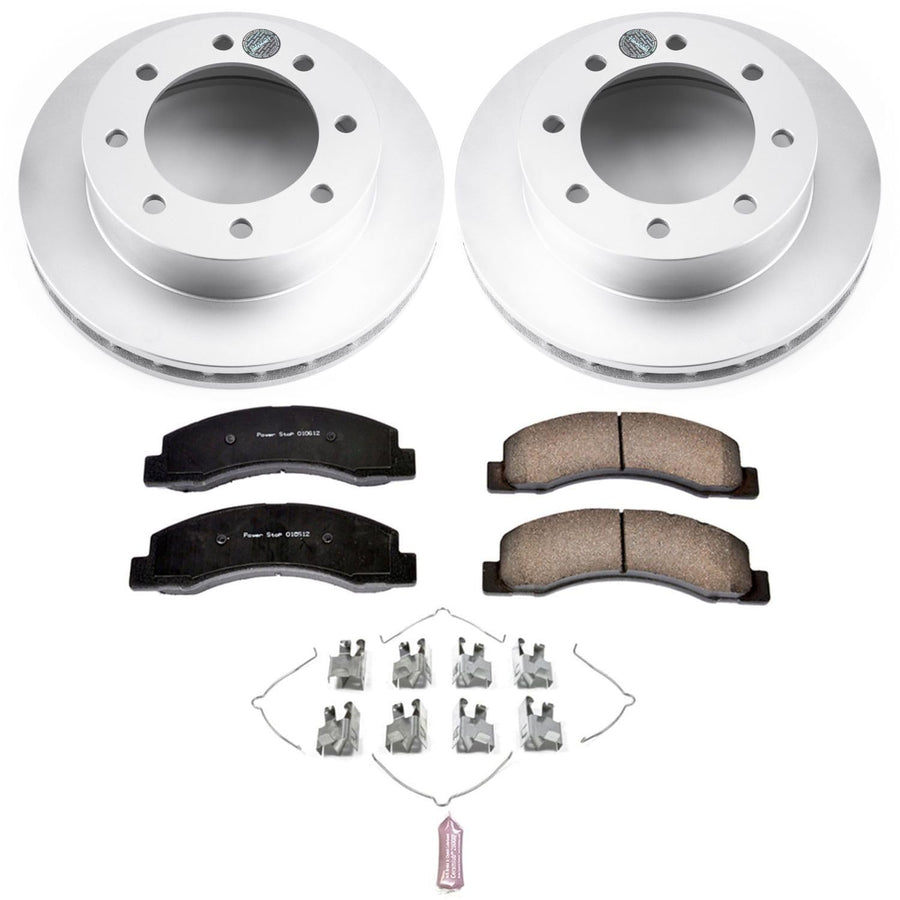Power Stop Front Coated Brake Rotors and Z17 Ceramic Brake Pads Kit CRK1885 For Ford F-250 Super Duty 1999, Ford F-350 Super Duty 1999 [Model Specific]