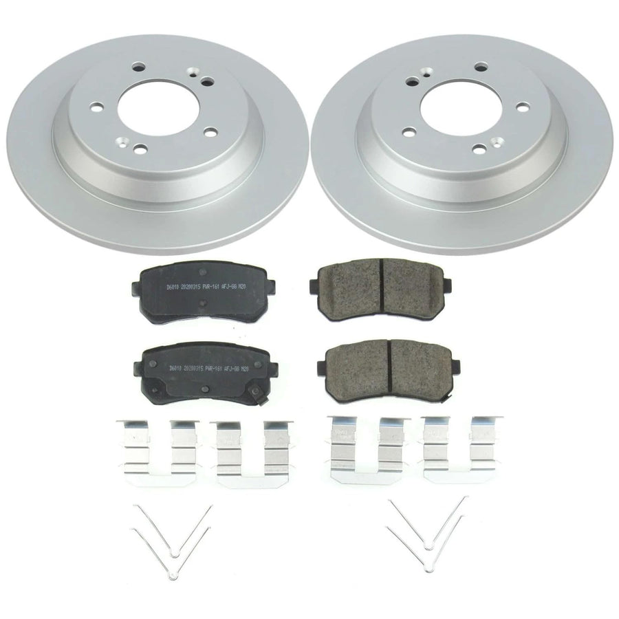 Power Stop Rear CRK8307,Z17 Coated Rotor Kit-Coated Brake Rotors, Ceramic Brake Pads For Hyundai Kona 2018-2022 [Model Specific]