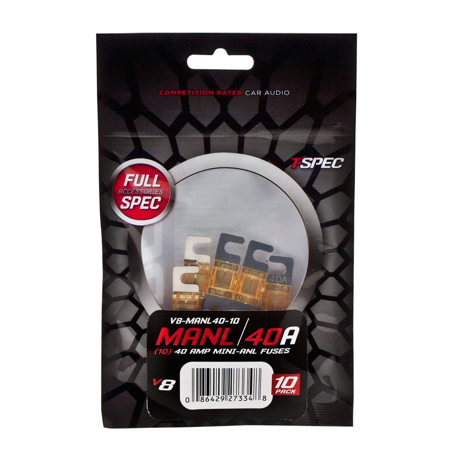 V8 Series T-Spec V8-MANL40-10 Nickel Plated MINI ANL Fuses, 10 Pack