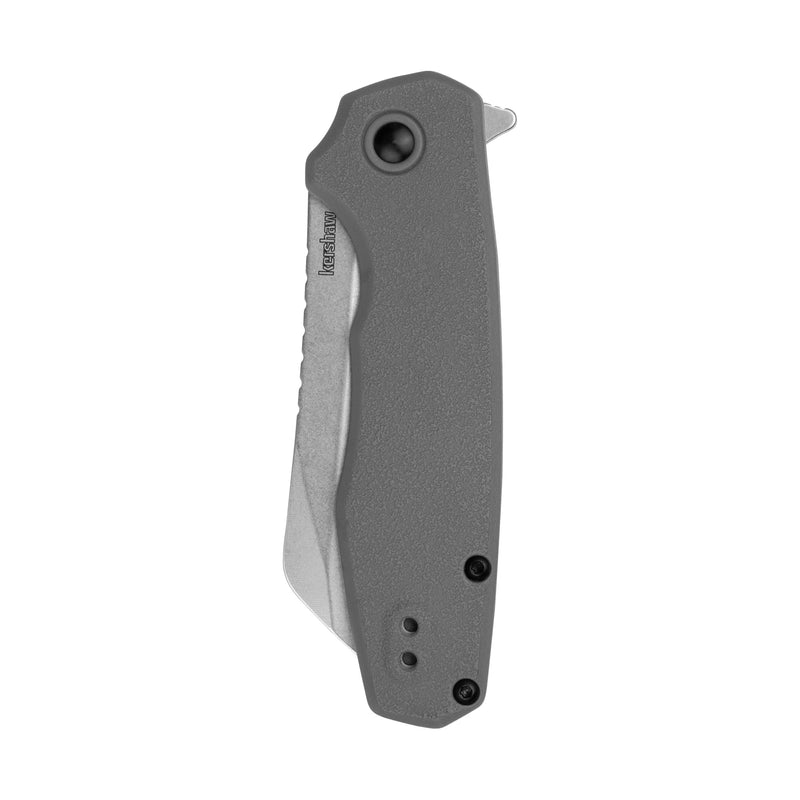 Kershaw Pocket Knife Wharf, Gray Design, 2.8 Inch Stainless Steel Cleaver Plain Edge Blade, EDC with Assisted Opening, Reversible Deep-Carry Pocketclip, Everyday Carry Pocket Knife for Men and Women