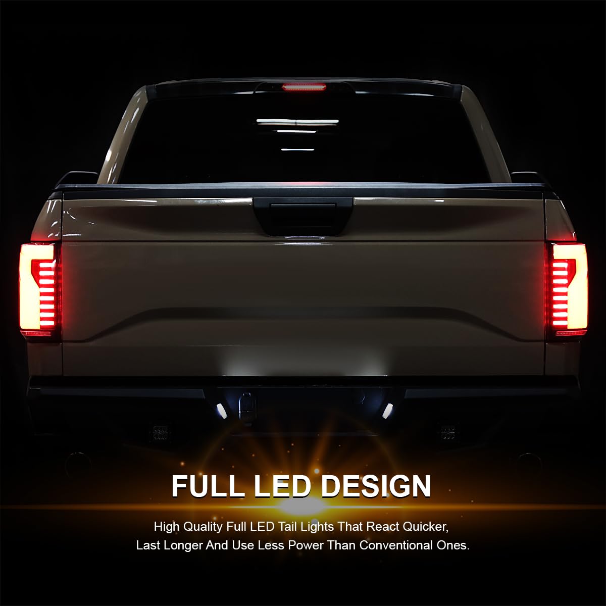 Black Lightning Style SPEC-D TUNING LED Tail Lights w/Red LED Sequential Turn Signal and Startup Animation Compatible with 2015-2017 Ford F150, Left + Right Pair Assembly