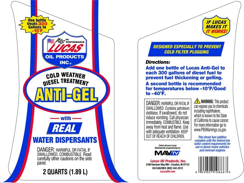 Anti-Gel Cold Weather Diesel Additive Lucas Oil 10866 - 64 fl. oz.