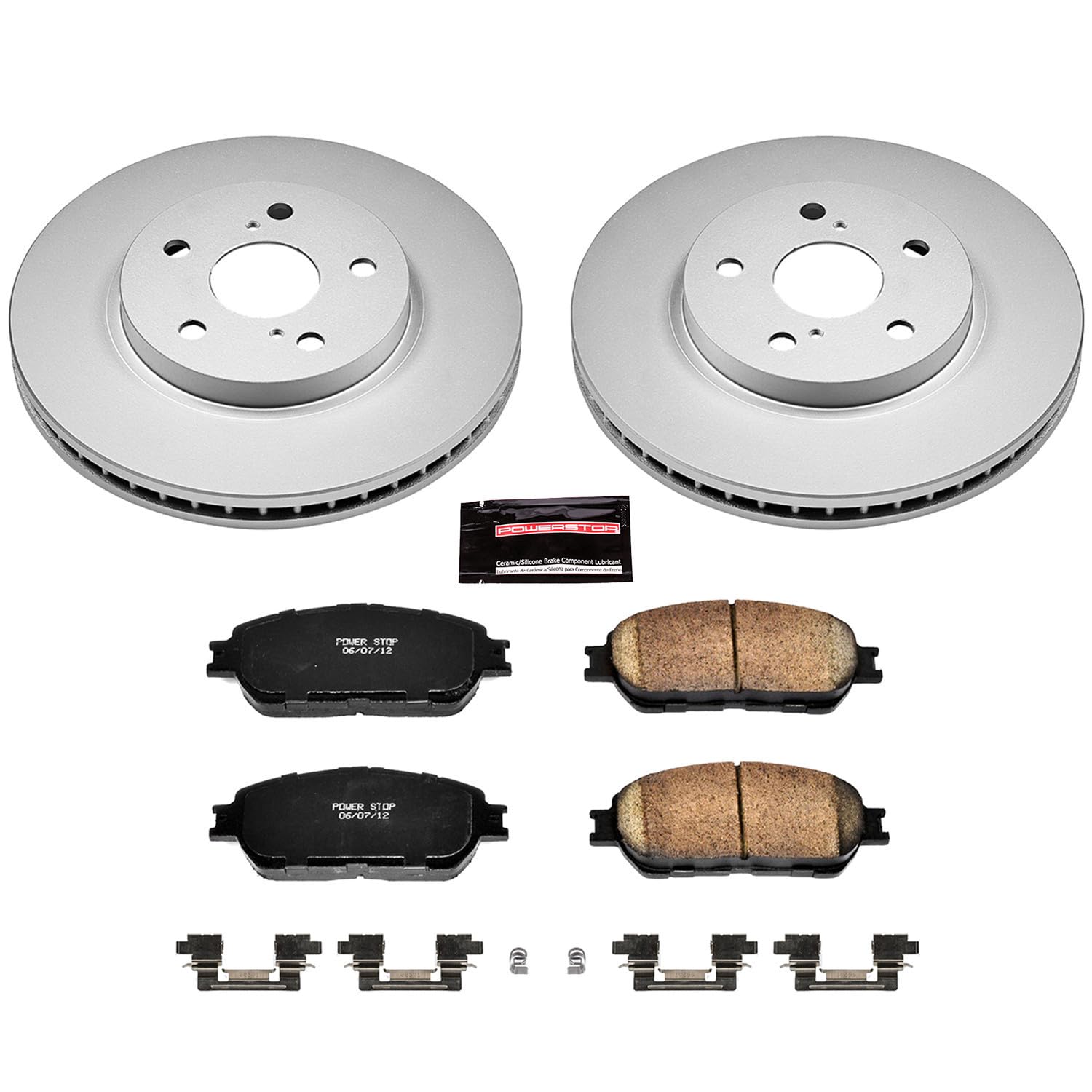 Power Stop Coated Brake Rotor & CRK2410 Ceramic Brake Pads- front