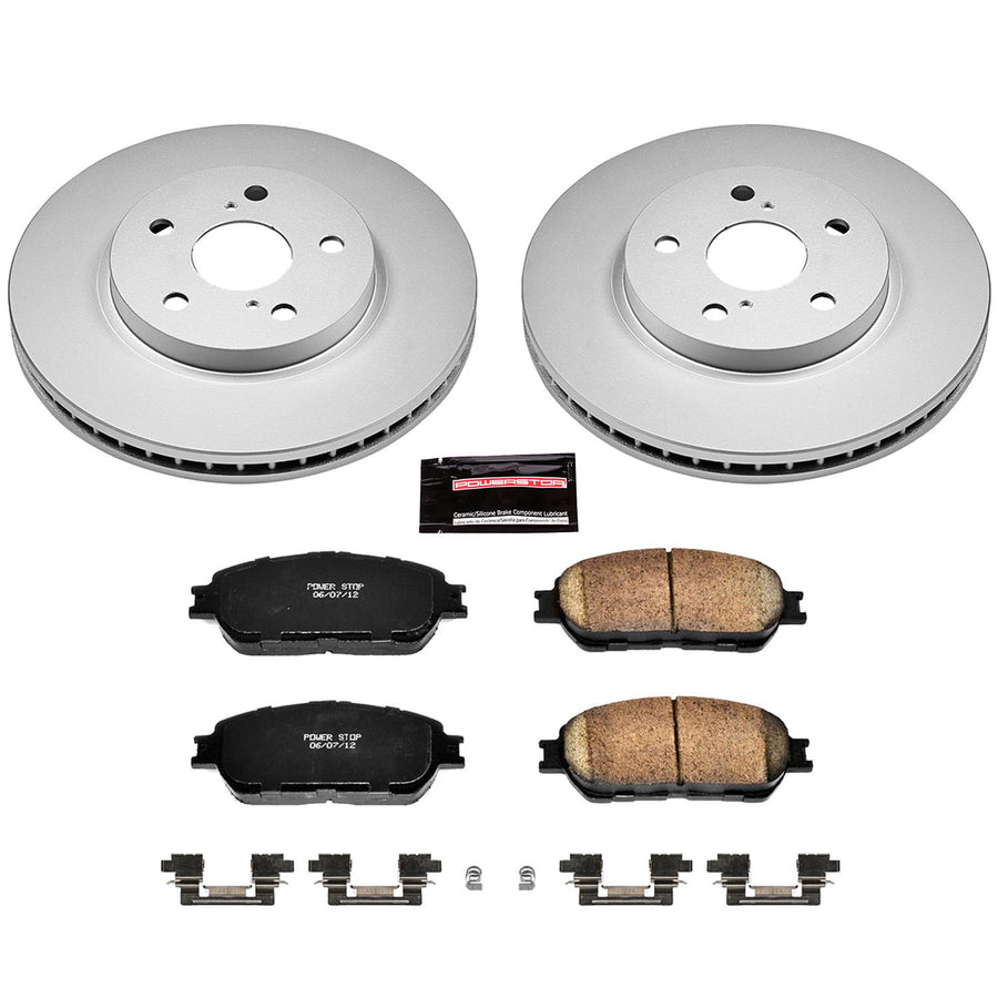 Power Stop Coated Brake Rotor & CRK2410 Ceramic Brake Pads- front