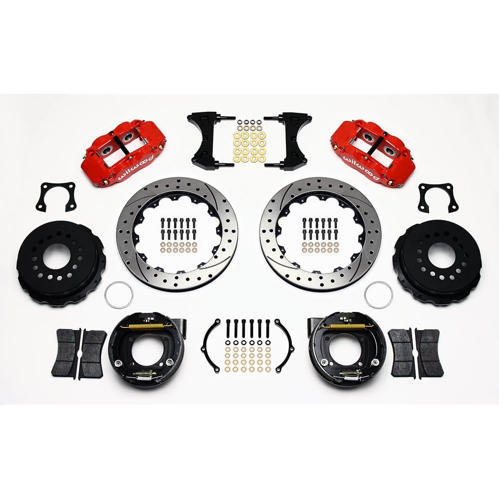 140-9224-DR WILWOOD FNSL4R Rear P-Brk Kit,12.88", Drilled, Red 58-64 Olds/Pontiac Ends 2.81" Offset