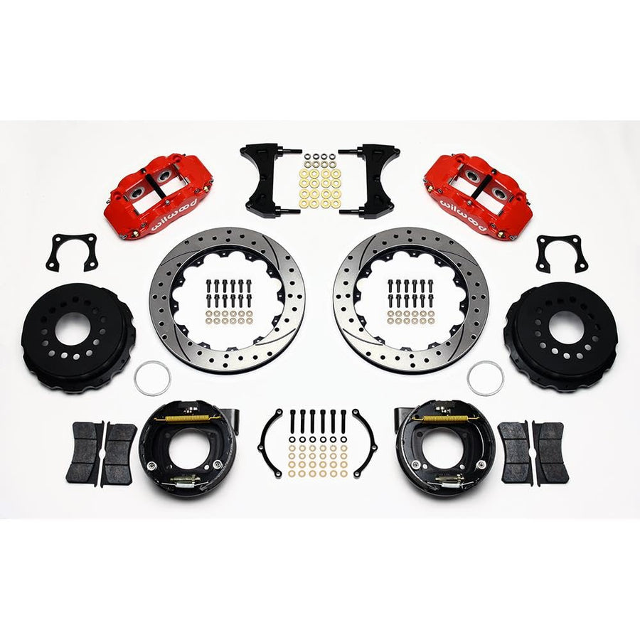 140-9224-DR WILWOOD FNSL4R Rear P-Brk Kit,12.88", Drilled, Red 58-64 Olds/Pontiac Ends 2.81" Offset