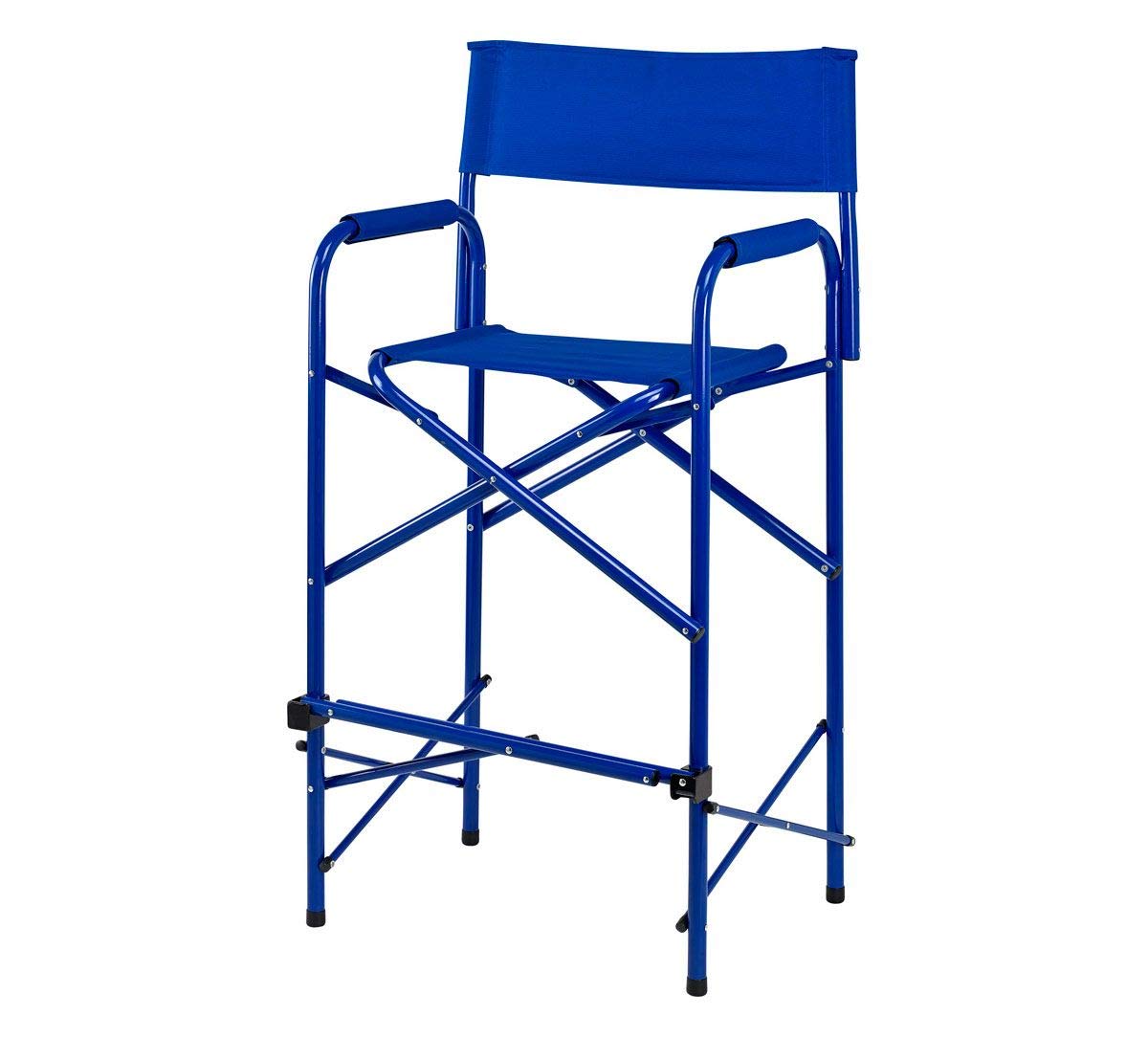 E-Z UP Directors Chair Tall, Seat 31” High, Padded Armrests and Storage Bag, Blue