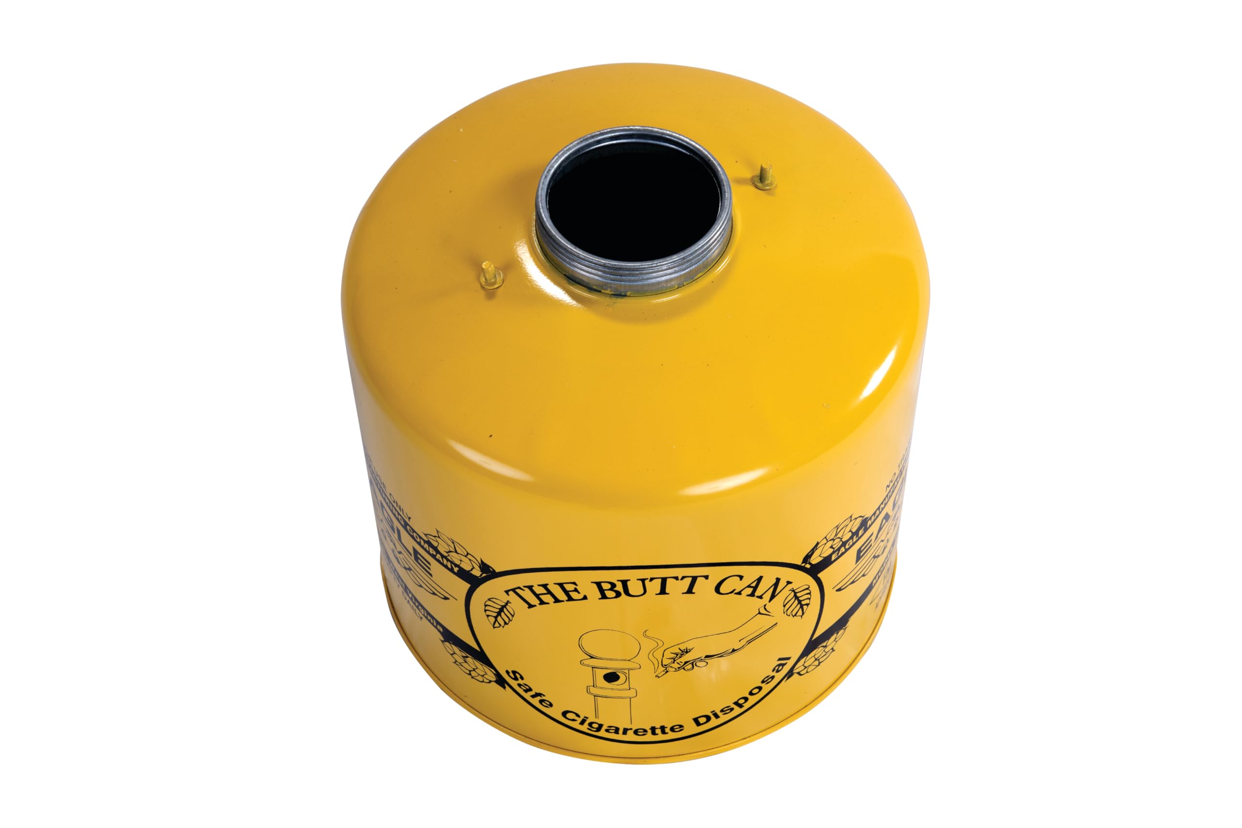 Eagle Poly Tube Cigarette Butt Receptacle, 5 Gallon Capacity, 40" Height, 12" Diameter, Yellow Galvanized Steel