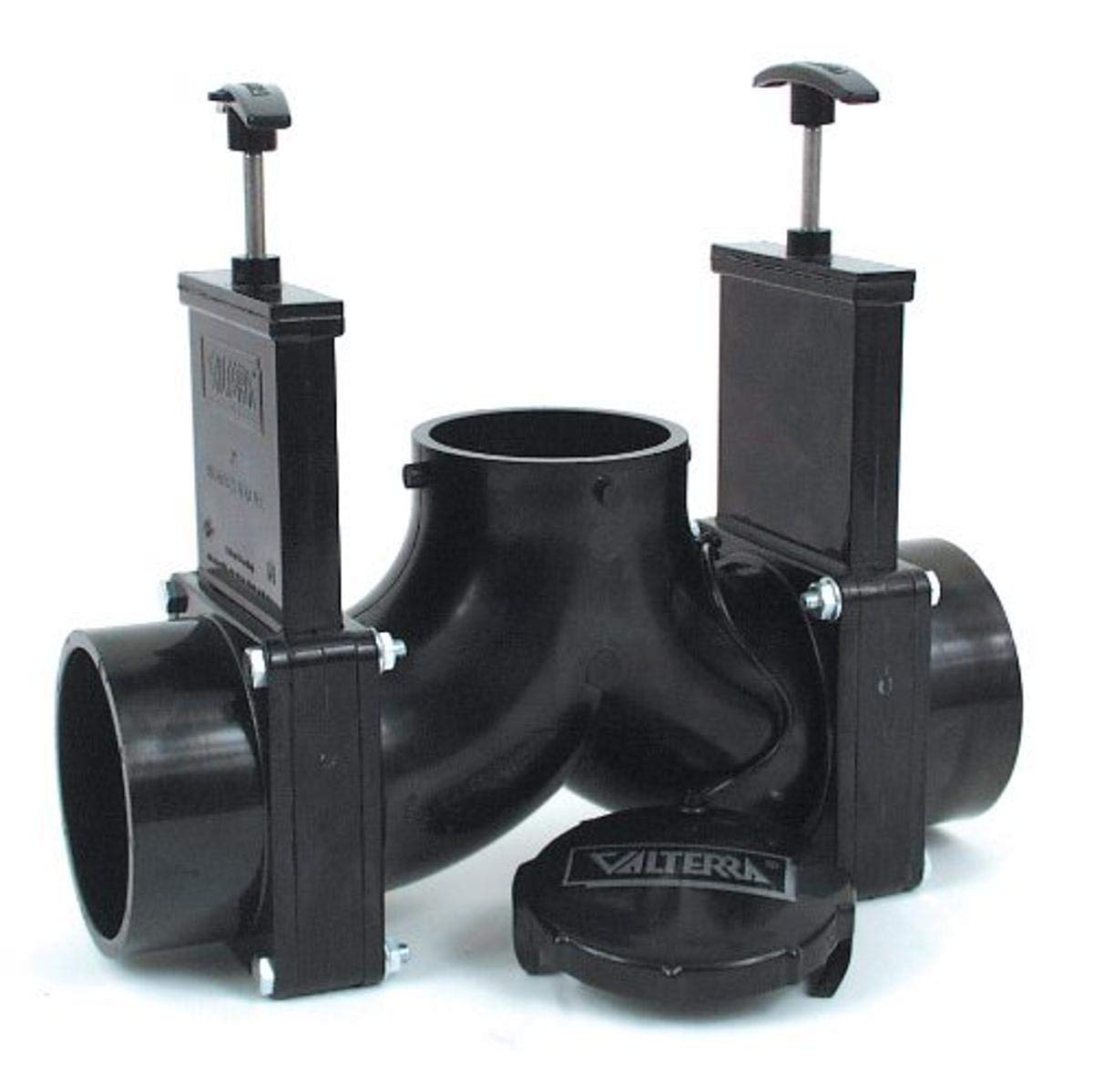 Valterra T84 3" Bay with Cap x 3" Hub x 3" Hub Double Ell Rotating Valve Assembly,Black