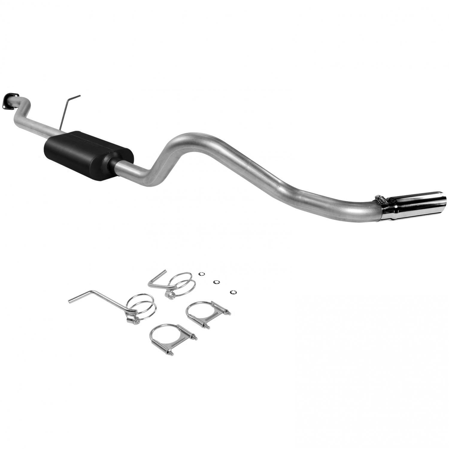 Flowmaster Force II 17361 Cat-Back Exhaust Kit 3 Inch Aluminized Steel 3.5 Inch Polished Stainless Tip Compatible with 1999-2007 Classic Body Chevy GMC 1500 4.3L 4.8L 5.3L 2/4WD Standard Cab Long Bed