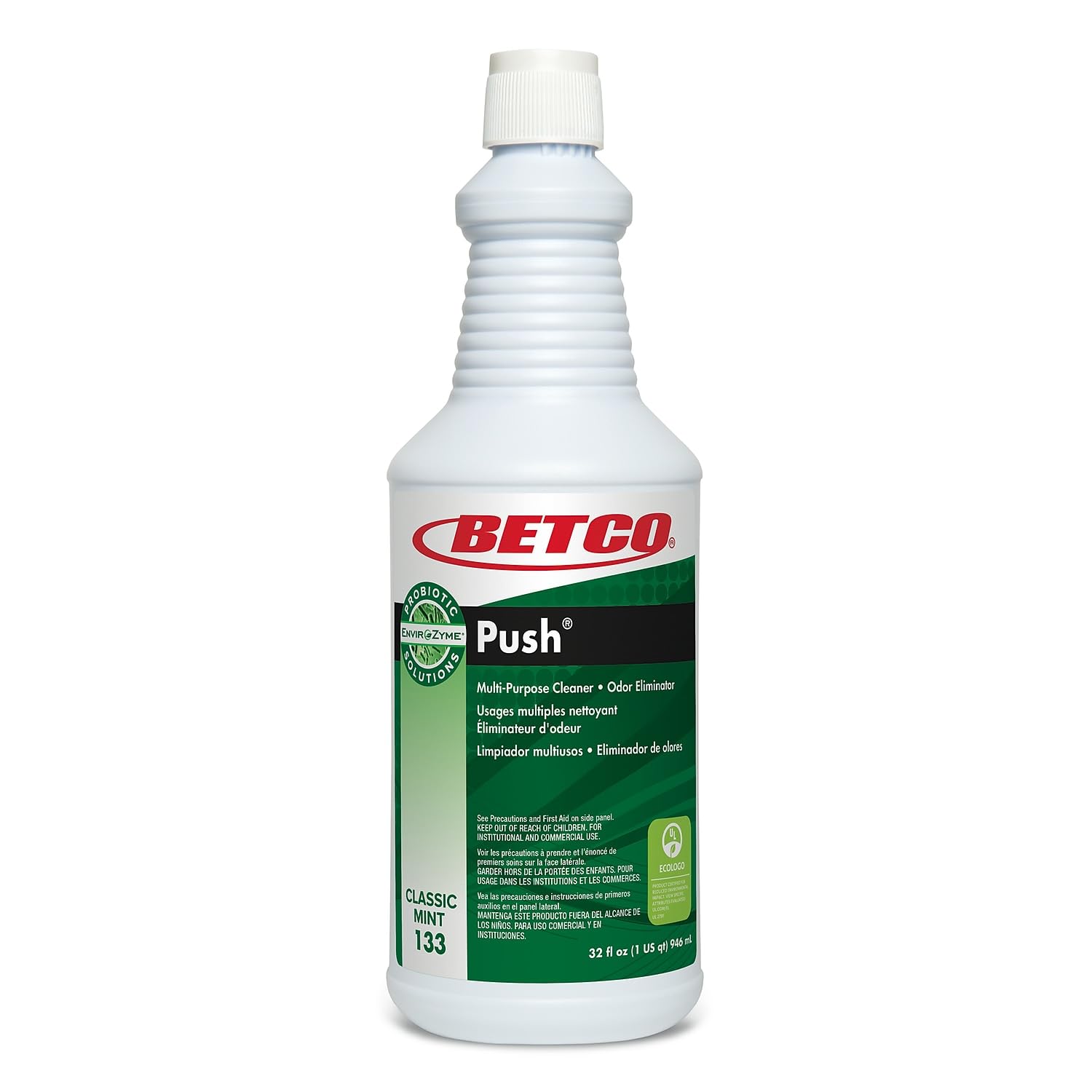 Betco Probiotic Push Odor Eliminator and Drain Maintainer, Mint Scent, 32 Oz. (13312-00)