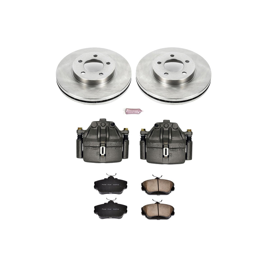 Power Stop KCOE5406 Replacement Autospeciality Front Caliper Kit- OE Rotors, Ceramic Brake Pads, Calipers For Ford Taurus 1995 [Model Specific]