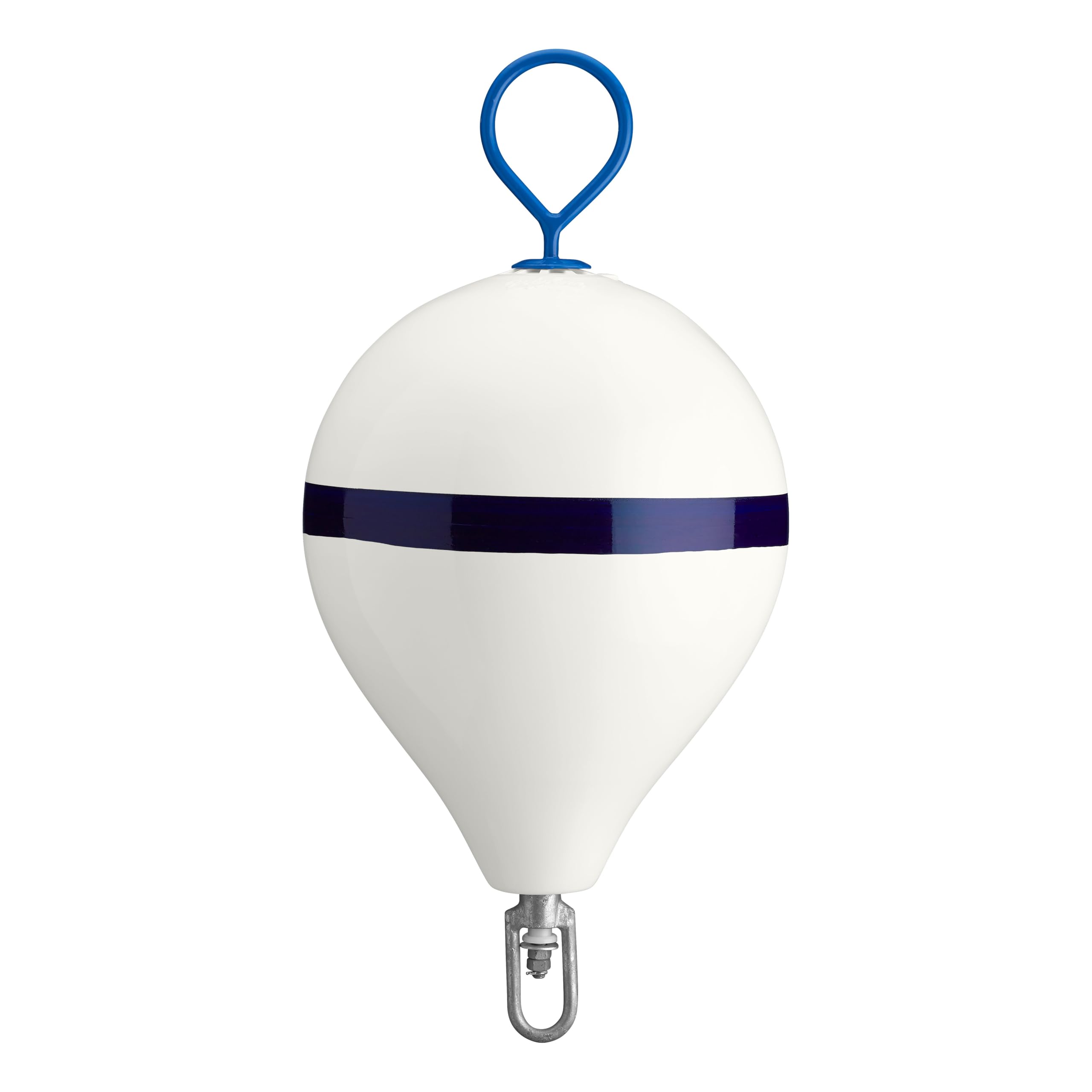CM-3 Polyform Mooring Buoy - White W/Blue Stripe, Galvanized