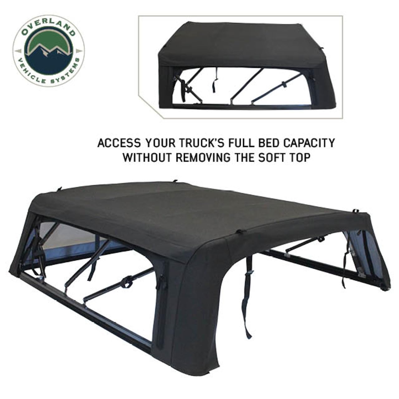 Explorer Soft Shell - Overland Vehicle Systems - Black Diamond Canvas and Aluminum Frame 2019-2026 RAM 1500/TRX