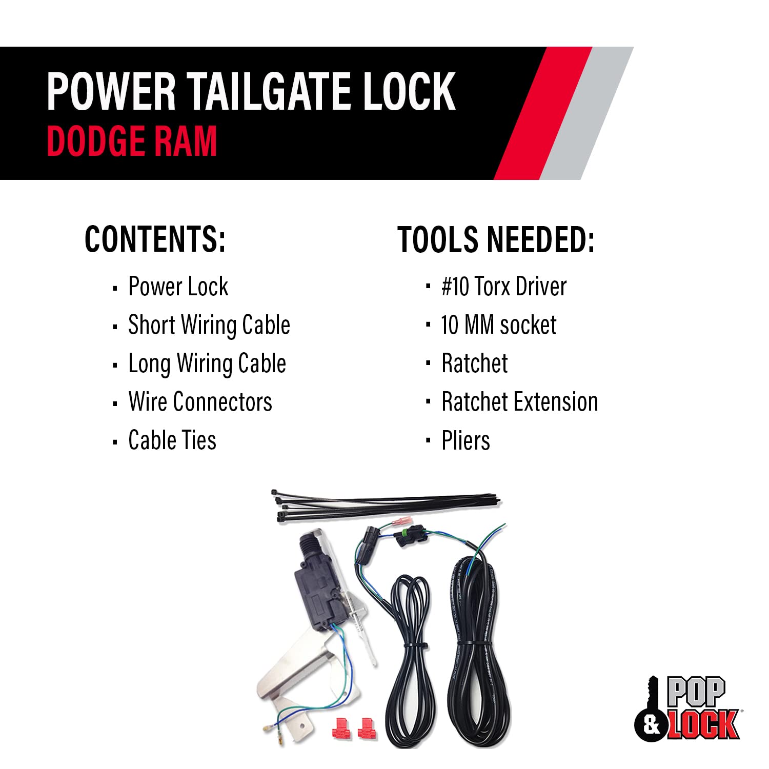 Power Tailgate Lock – Pop & Lock for Dodge Ram 1500 Fits Models 2010 to 2015, Dodge Ram2500 & Dodge Ram 3500 Fits Models 2010 to 2015 (PL8350)