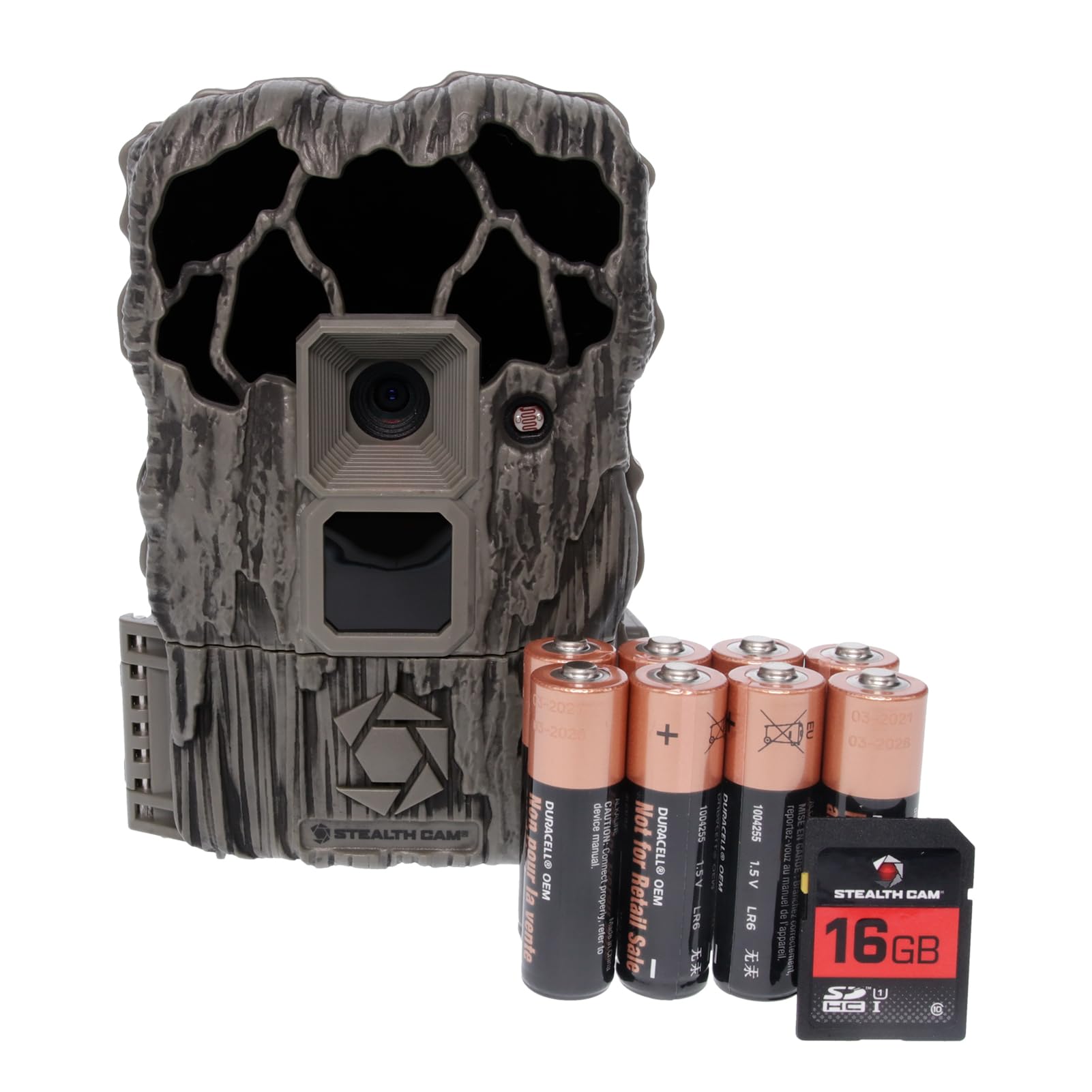 Combo Pack Stealth CAM QS20NG - 20MP Photo & 720P Video at 30FPS 0.8 Sec Trigger Speed 80Ft Detection IR Range Hunting No Glo Trail Camera, 8 AA Batteries & 16GB SD Card