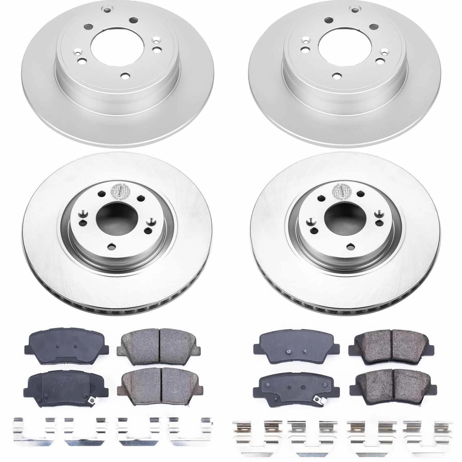 Power Stop CRK6765 Brake Rotor Coated and Ceramic Brake Pads- Front & Rear For Hyundai Azera 2012-2017 [Model Specific]