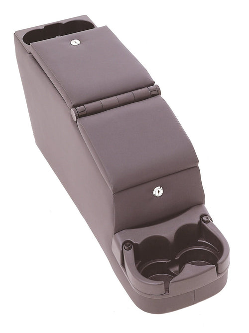 Locking Center Console RAMPAGE PRODUCTS for Jeep CJ/Wrangler YJ | Black Denim, Adjustable Cup Holders | 31615 | Fits 1976-1983 Jeep CJ5 / 1976-1986 Jeep CJ7 / 1987-1995 Wrangler YJ