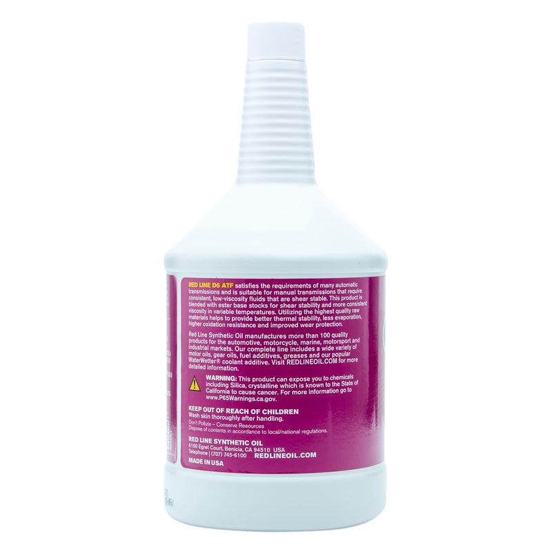 Full Synthetic Red Line 30704 D6 Automatic Transmission Fluid (ATF) - 1 Quart