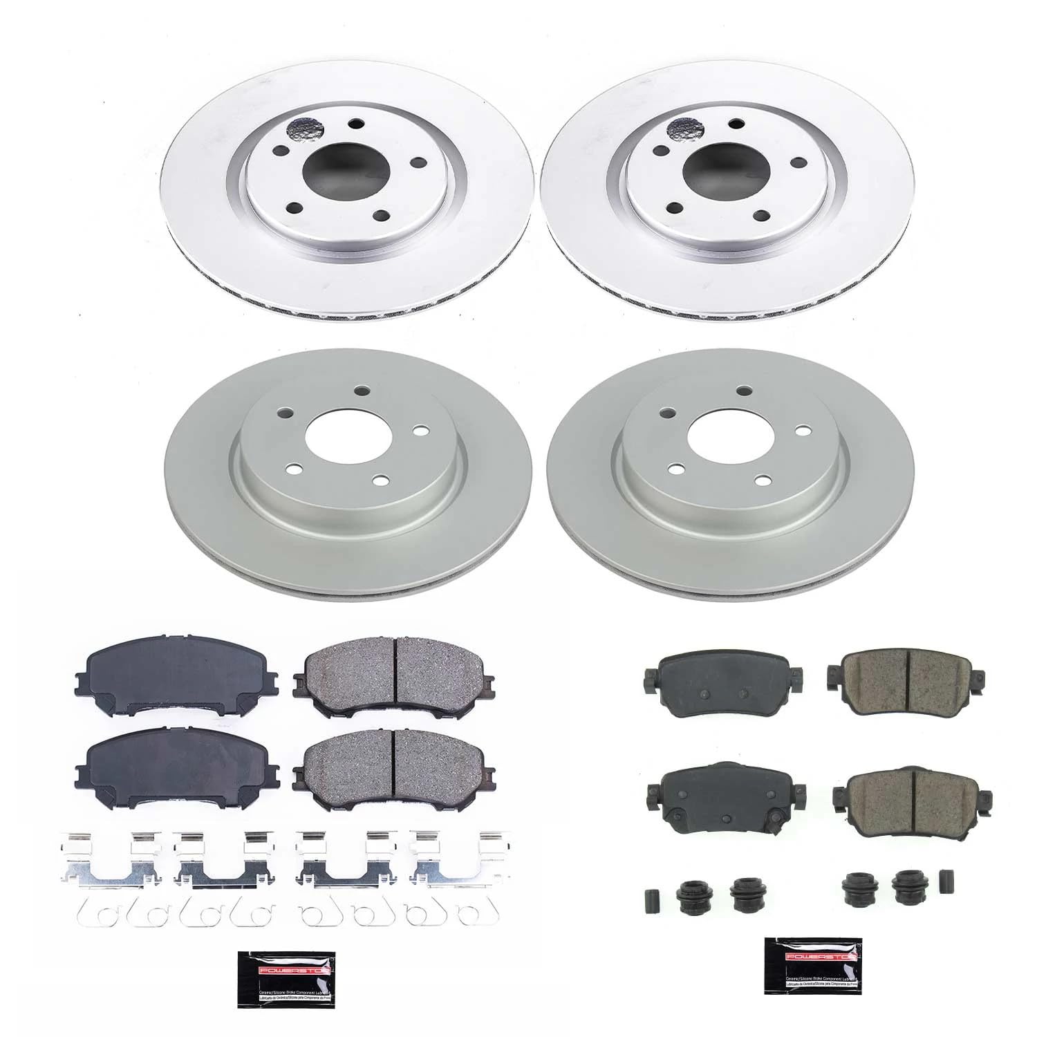 Power Stop Z17 CRK8289, Front and Rear Coated Rotor Kit-Coated Brake Rotors, Ceramic Brake Pads For Nissan Rogue 2018-2020, Nissan Rogue Sport 2019-2021 [Model Specific]
