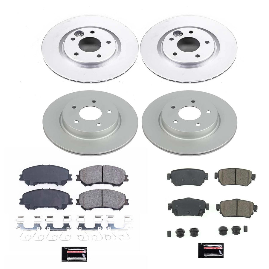 Power Stop Z17 CRK8289, Front and Rear Coated Rotor Kit-Coated Brake Rotors, Ceramic Brake Pads For Nissan Rogue 2018-2020, Nissan Rogue Sport 2019-2021 [Model Specific]