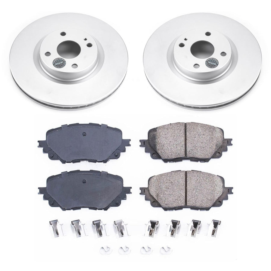 Power Stop CRK7358 Brake Rotor Coated and Ceramic Brake Pads- Front For Fiat 124 Spider 2017-2020, Mazda MX-5 Miata 2016-2022 [Model Specific]