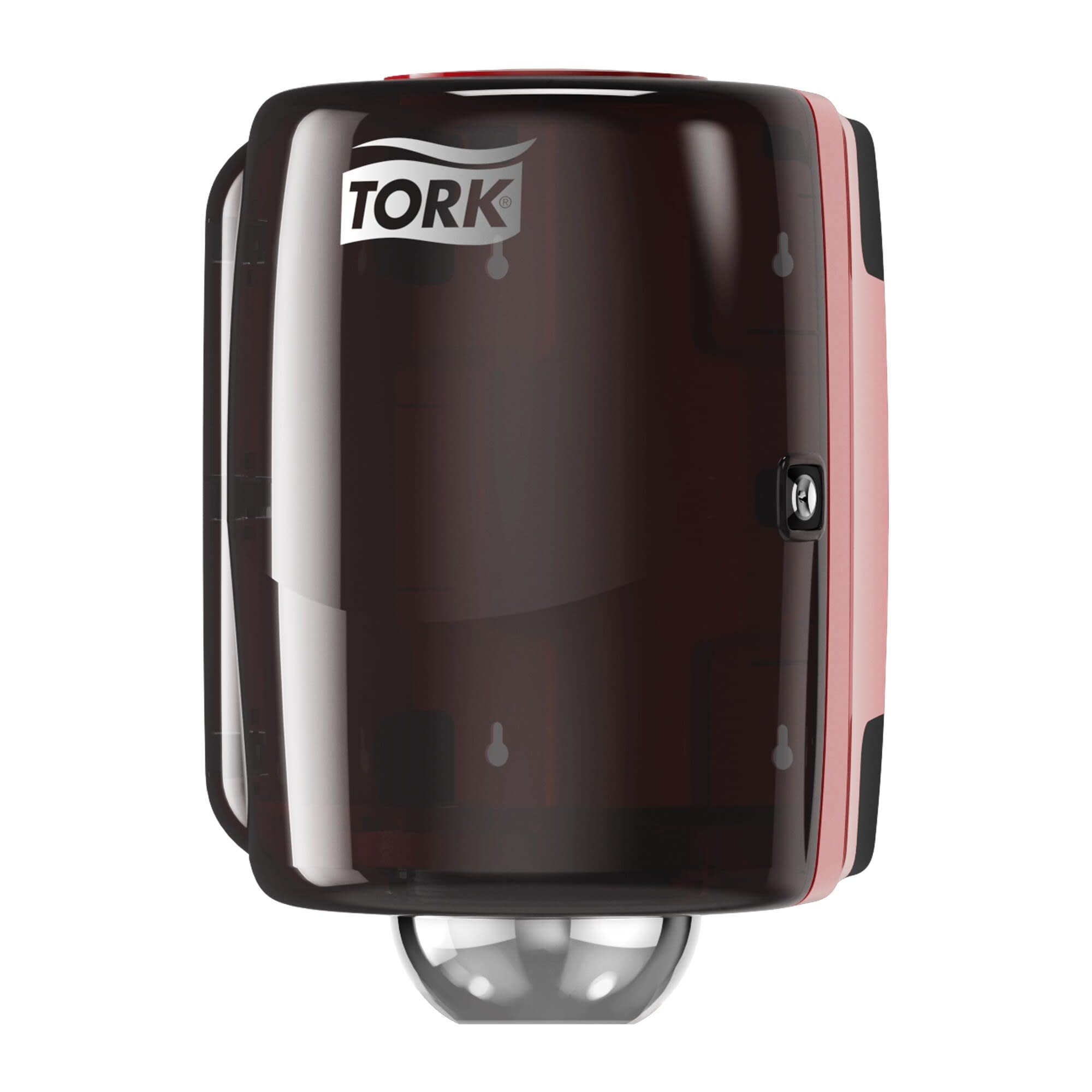Tork Industrial Paper Towel Dispenser Centerfeed Red and Smoke M2, Single-Sheet Dispensing, Performance Range, 659028