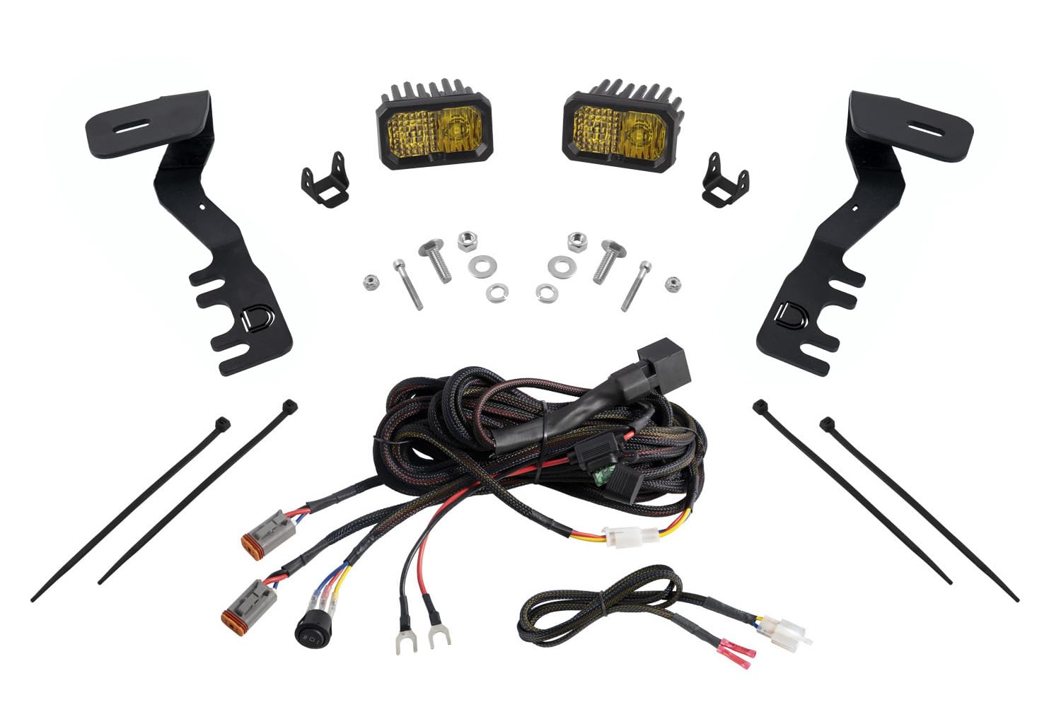 Diode Dynamics Backlit Stage Series Ditch Light Kit compatible with Toyota Tacoma 2024-2025, C2 1.0 Pro Yellow Combo