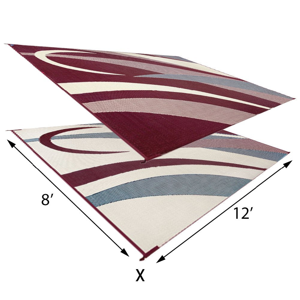 Camping Stylish GA5 Burgundy/Black 8-Feet x 12-Feet Graphic Reversible Mat