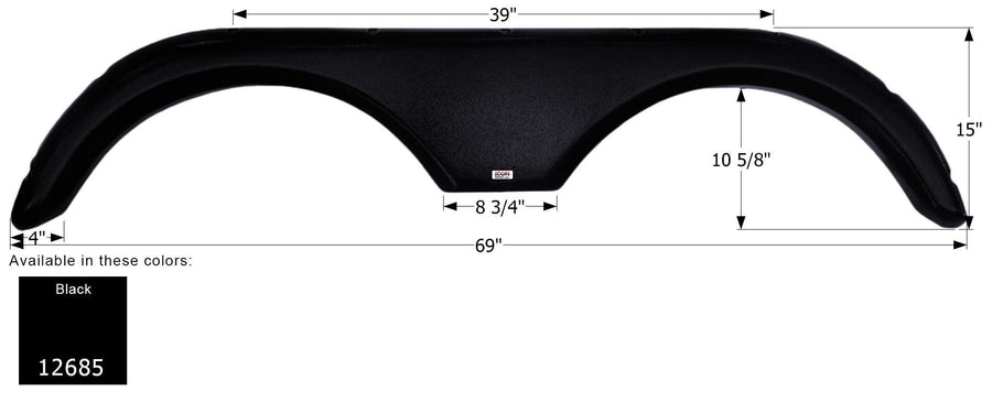 Fender Skirt ICON, Tandem, Gulf Stream, FS2685, Black