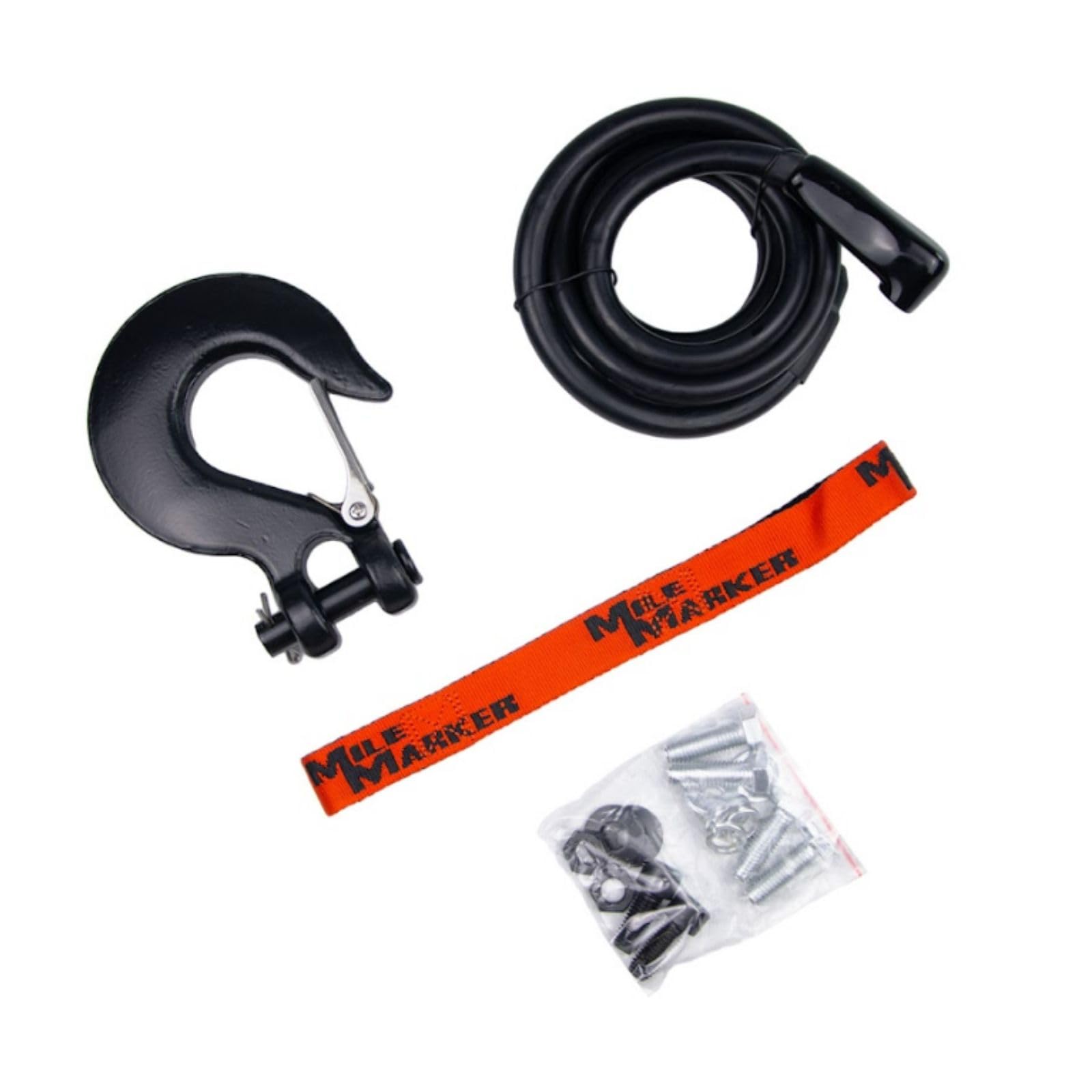 Mission Series Mile Marker 78-53251 Covert Black 12 Volt 12,000 Pound Electric Winch with 92' Synthetic Rope - Rugged Heavy Duty Solenoid - Fully Submersible
