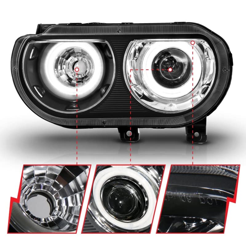 121308 ANZO USA Headlight Set w/CCFL Halo-Black Projector