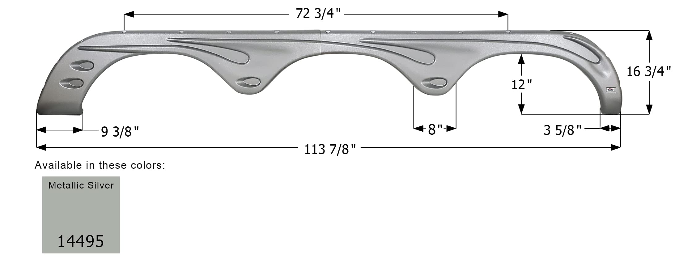ICON 14495 Triple Fender Skirt, Forest River, FS4495, Metallic Silver, RH
