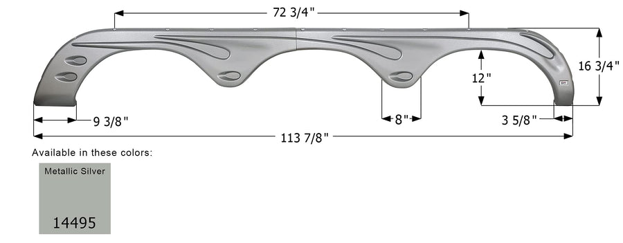 ICON 14495 Triple Fender Skirt, Forest River, FS4495, Metallic Silver, RH