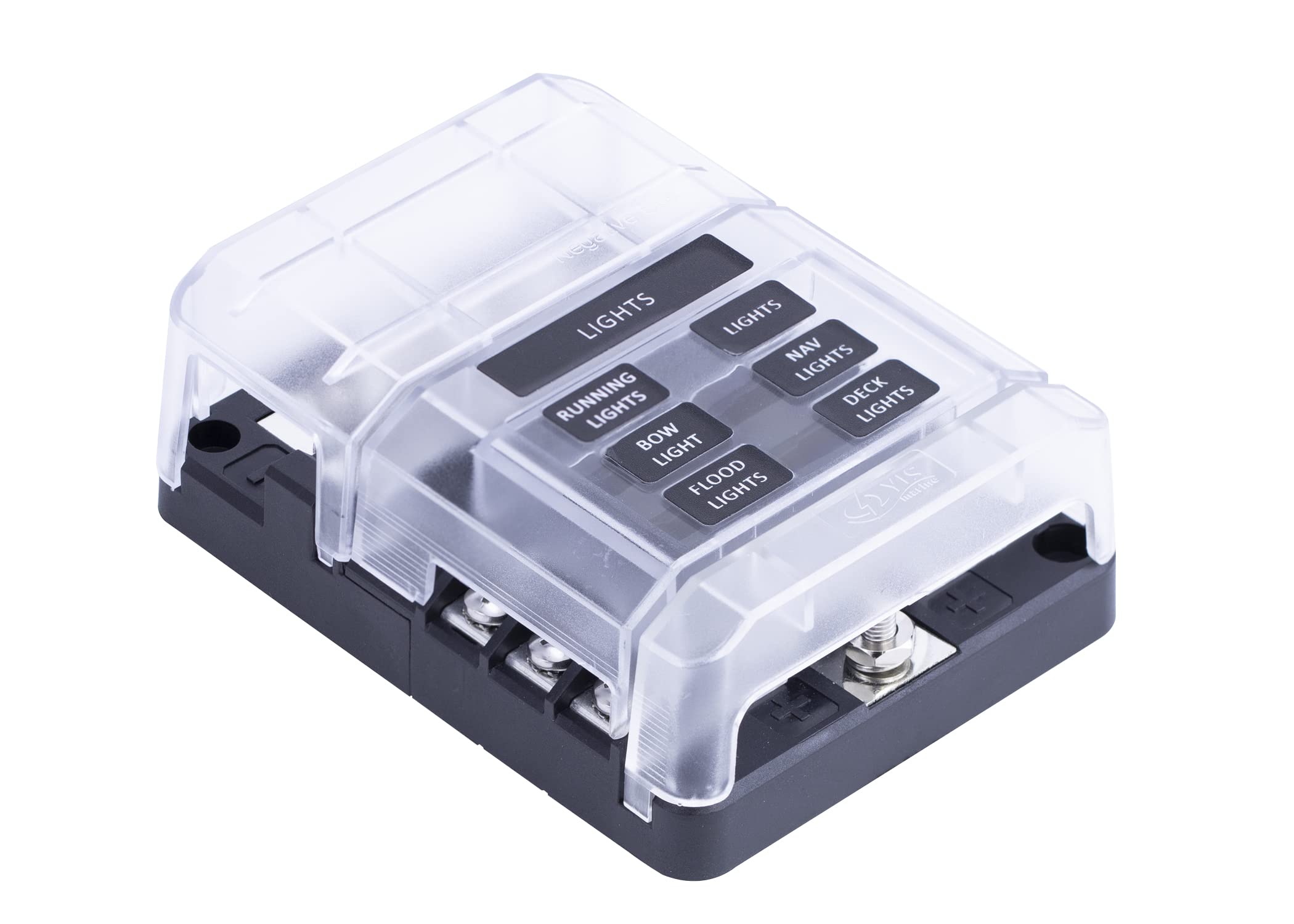 Sierra FS40830, Fuse Block 408 Series, 6 Gang w/Bus Bar and Cover