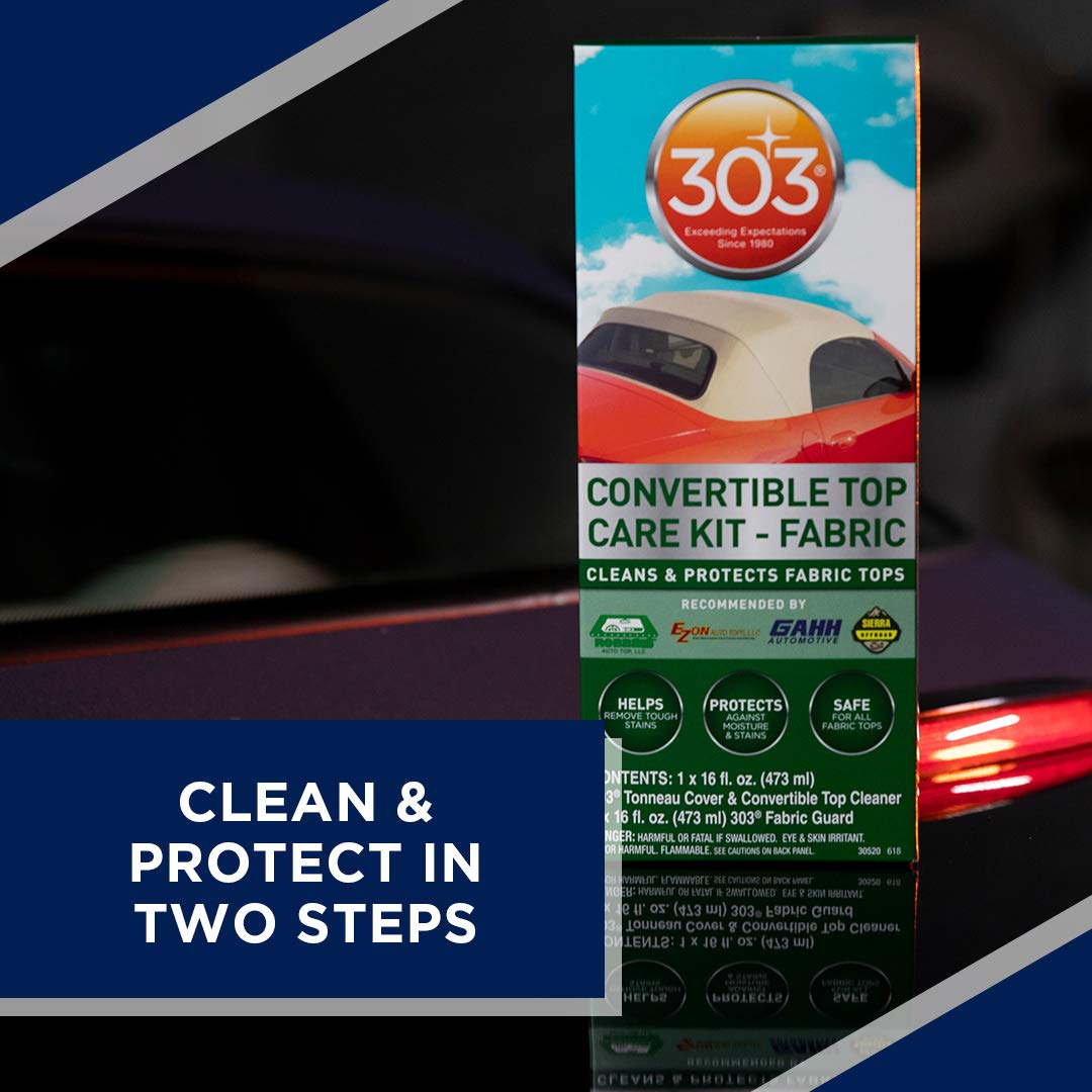 Convertible Top Cleaning and Care Kit 303 Products (30520) with Cleaner and Fabric Guard Helps Maintain Water Repellency, Protects Fabric Convertible Tops and Tonneau Covers, 32 fl oz