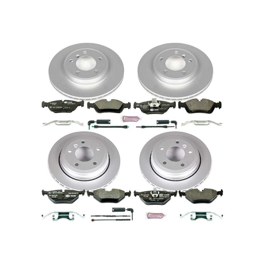 Power Stop ESK874 Euro-Stop Front & Rear Brake Kit BMW and 2 Front & 1 Rear Sensor Wires For BMW 325xi 2001-2005 [Model Specific]