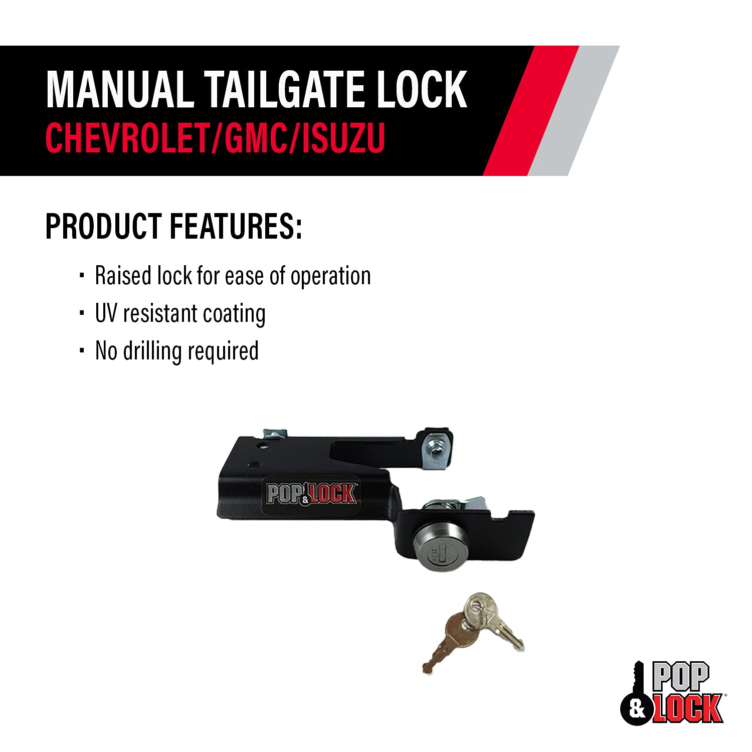 Manual Tailgate Lock Pop & Lock PL1600 for Chevy/GMC/Isuzu Black