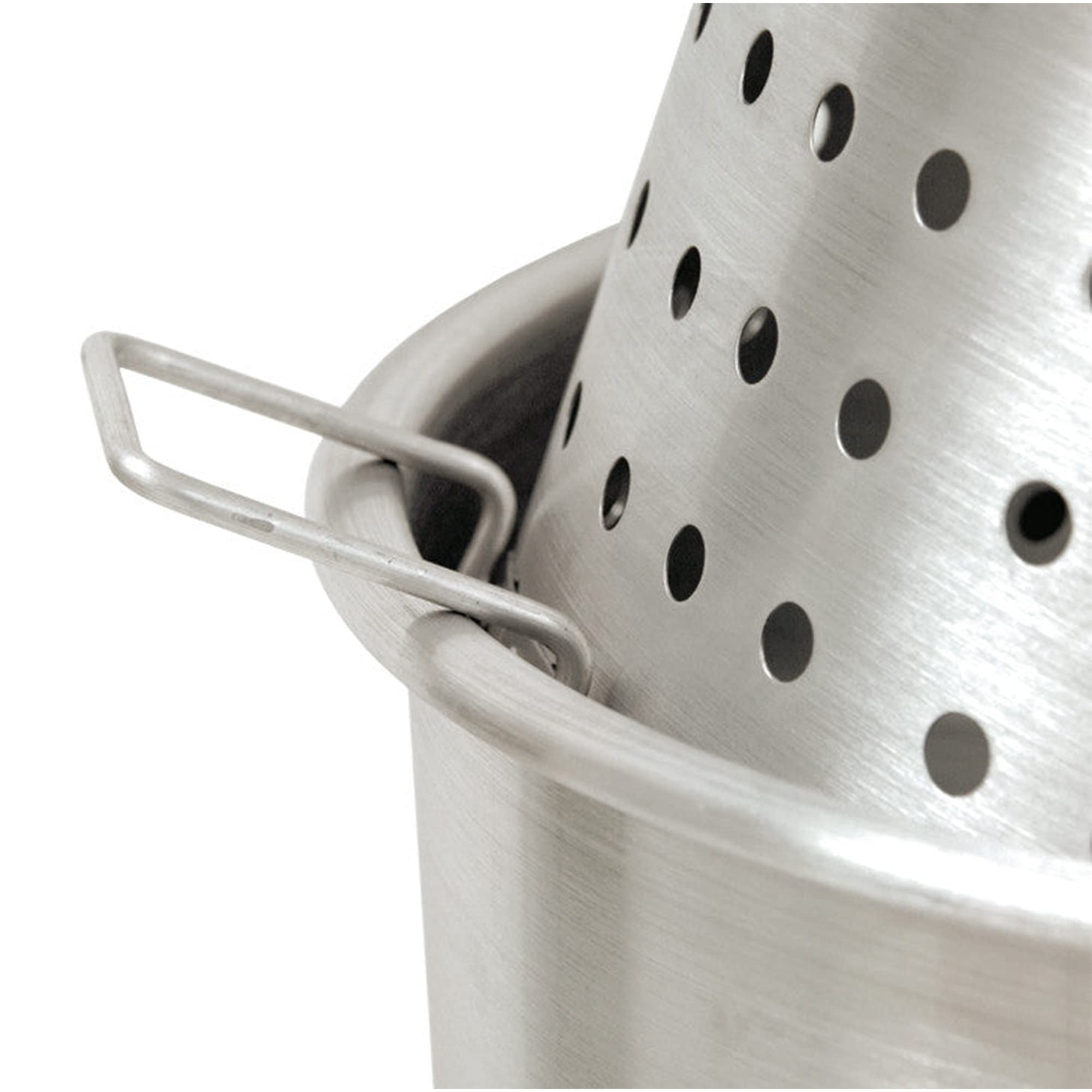 Bayou Classic 122-qt Stainless Perforated Basket w/ Helper Handle Perfect For Cooking and Maximizing Stockpot Capacity for Large Batch Steaming
