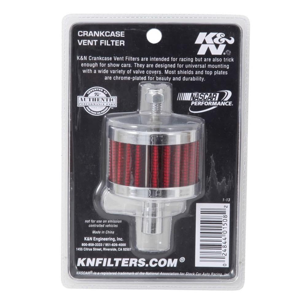 K&N Air Filter/Breather Vent: High Performance, Premium, Washable, Replacement Engine Filter: Filter Height: 1.5 in, Flange Length: 0.875 in, Shape: Breather, 62-1100