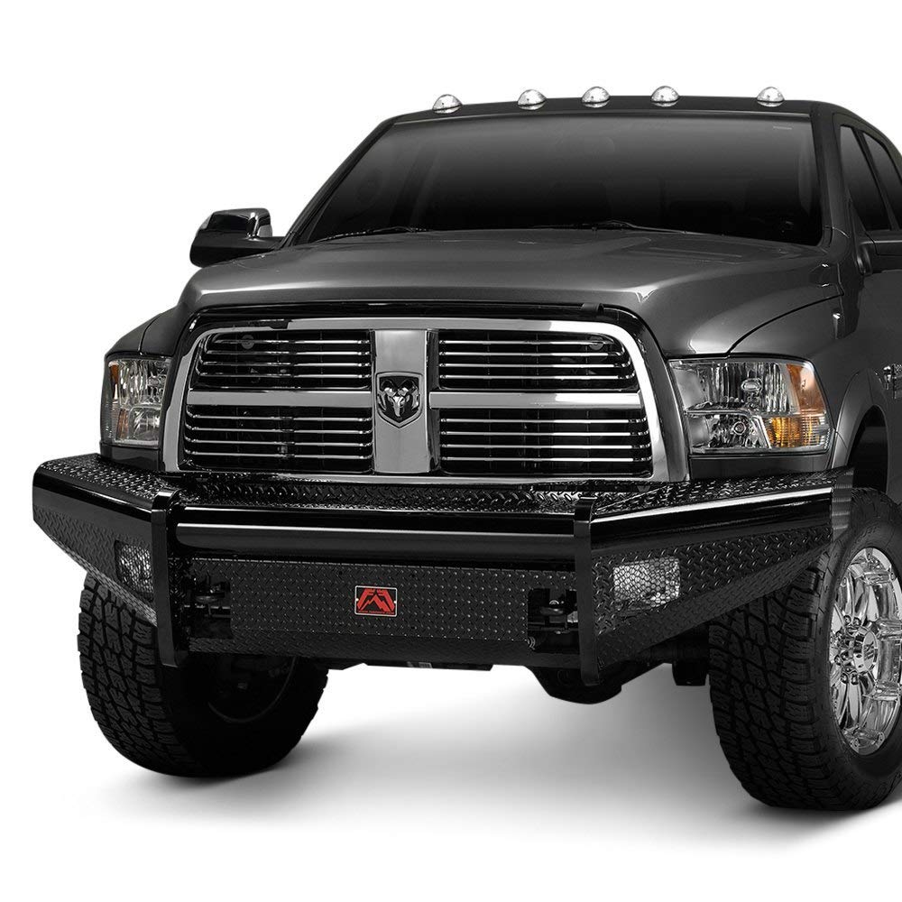 Black Steel Fab Fours Front Ranch Bumper DR03-S1061-1 2 Stage Black Powder Coated w/o Full Grill Guard Incl. Light Cut-Outs