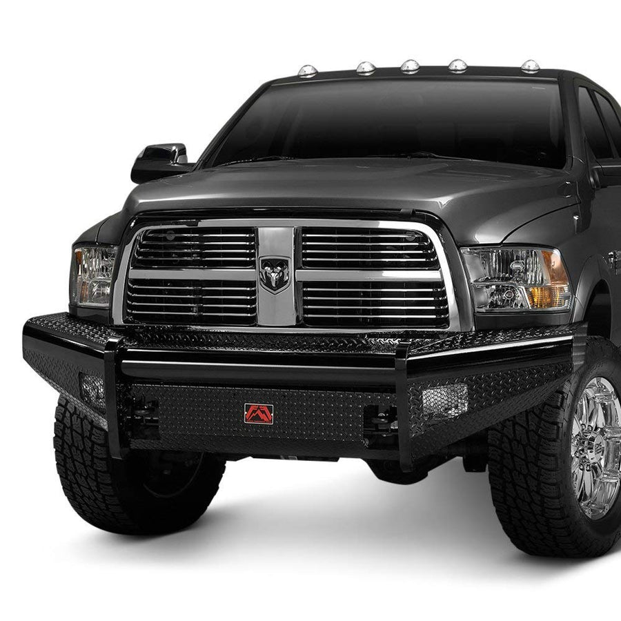 Black Steel Fab Fours Front Ranch Bumper DR03-S1061-1 2 Stage Black Powder Coated w/o Full Grill Guard Incl. Light Cut-Outs