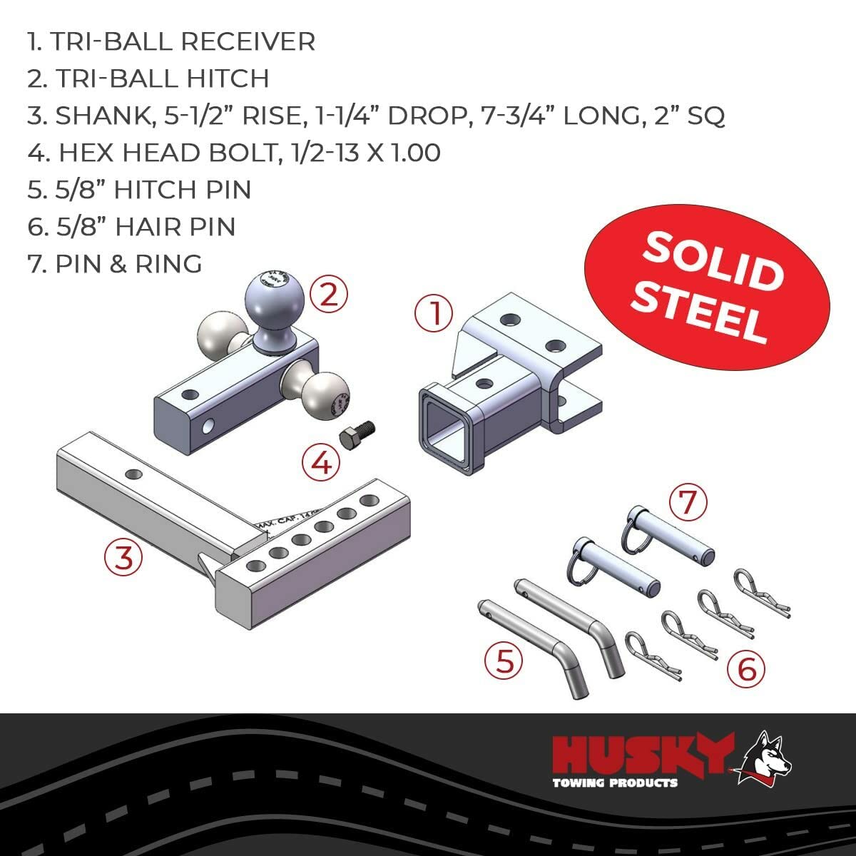 Adjustable HUSKY TOWING 30001 Tri-Ball Mount